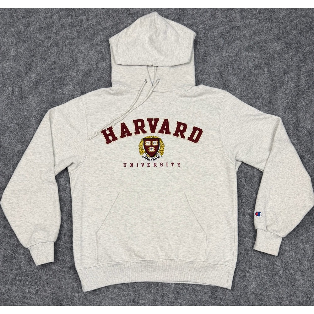 Champion Harvard University Hoodie Sweatshirt Grey Small Collegiate Ivy League